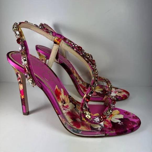 Jessica Simpson Jaycin Pink Floral Sandal Heels Women’s Size 8 - Picture 3 of 12